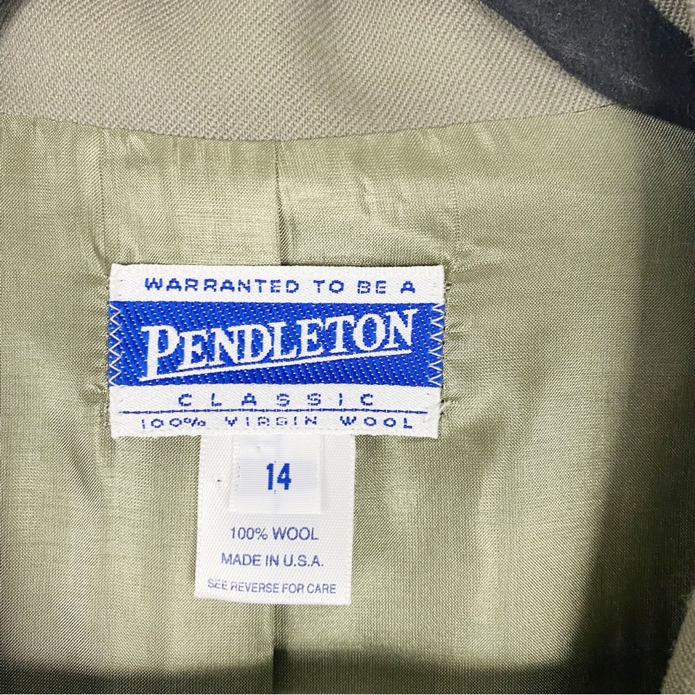 PENDLETON khaki green Wool Classic Blazer - Size 14 - Picture 3 of 7